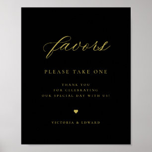Elegante Gold- und Schwarze Gastgeschenk Hochzeit Poster