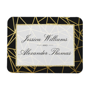 Elegante Gold- und Schwarze Hochzeit Magnet