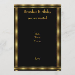 Elegante Gold und schwarze Streifen Einladung