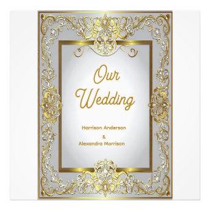 Elegante Gold- und Silber-Hochzeits-Einladung – Ve Fotodruck