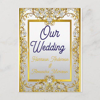 Elegante Gold- und Silberhochzeits-Einladung Postkarte