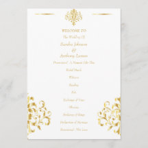 Elegante Gold- und Weiß-Damaskus-Hochzeit