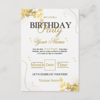 Elegante Gold- und Weiß-Geburtstagseinladung Einladung