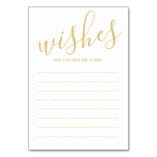 Elegante Gold und White Wedding Advice & Wishings  Tischnummer