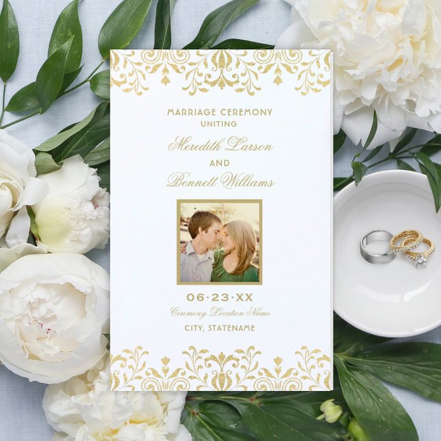 Elegante Gold Vintag Glam Wedding Foto Programme (Von Creator hochgeladen)