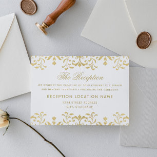 Elegante Gold Vintag Glamour Hochzeit Empfang Begleitkarte