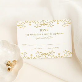 Elegante Gold Vintag Glamour Hochzeit RSVP Karte