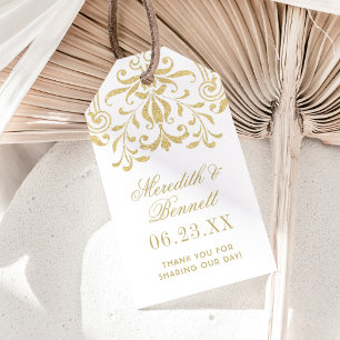 Elegante Gold Vintage Glamour Monogramm Hochzeit Geschenkanhänger