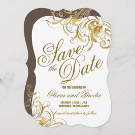 Elegante Gold Vintage Wirbel Hochzeit Save The Date