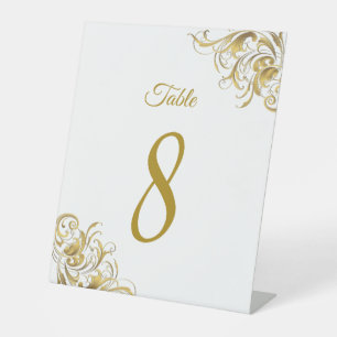 Elegante Gold Vintage Wirbel Hochzeit Sockelschild
