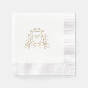 Elegante Gold Wappen Monogram Custom Wedding Serviette