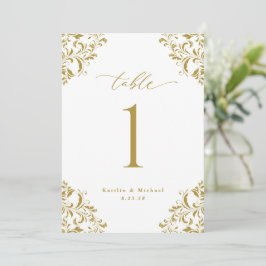Elegante Gold Wedding 12x18 Tischnummer Cards