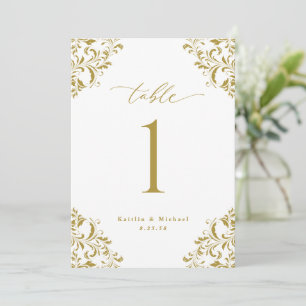 Elegante Gold Wedding 12x18 Tischnummer Cards