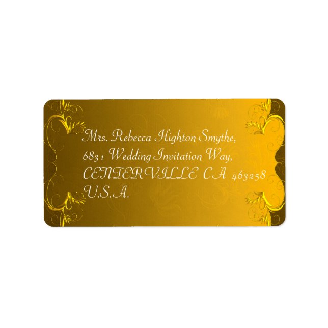 Elegante Gold Wedding Address Labels Adressaufkleber (Vorne)
