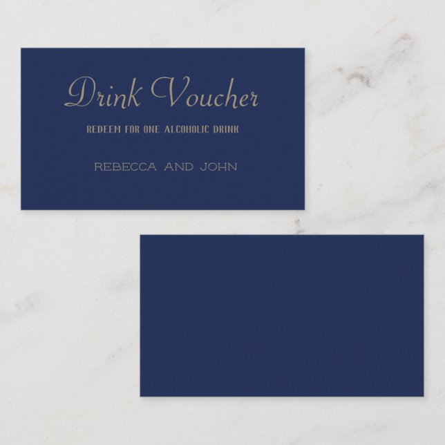 Elegante Gold Wedding Drink Card Visitenkarte (Vorne/Hinten)
