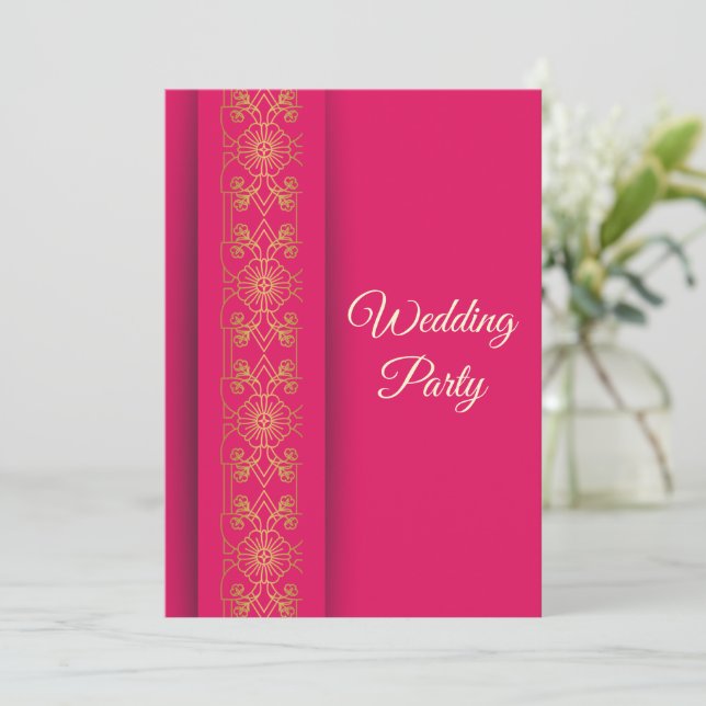 Elegante Gold Wedding Invitation Card Einladung (Stehend Vorderseite)