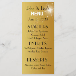 Elegante Gold Wedding Menu Card Benutzerdefinierte Menükarte