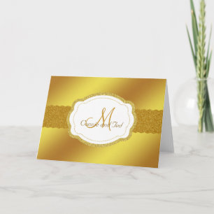 Elegante Gold Wedding Monogram Dankescharte Dankeskarte