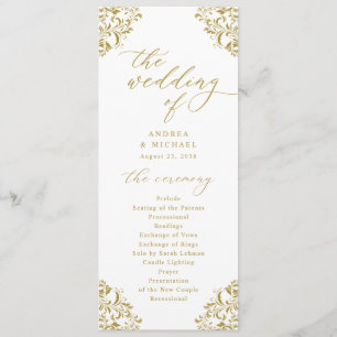 Elegante Gold Wedding Programs Vintag Classic Programm