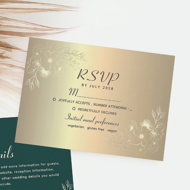 Elegante Gold Wedding RSVP Card (Von Creator hochgeladen)