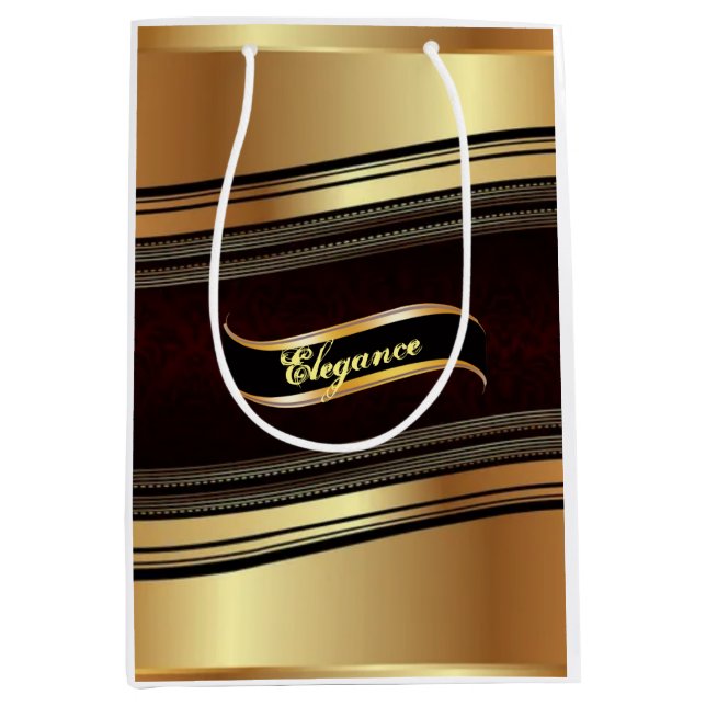 Elegante Gold Wedding Trauzeugen Geschenktasche Mittlere Geschenktüte (Vorderseite)