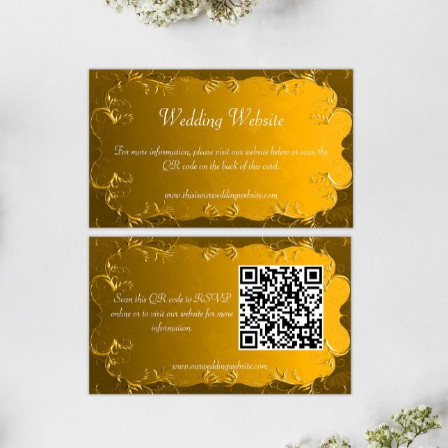 Elegante Gold Wedding Website Enclosure Card Begleitkarte (Von Creator hochgeladen)