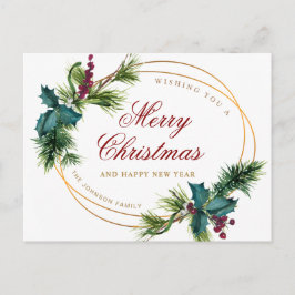 Elegante Gold Weihnachts-Pine Cones Holiday Gruß Postkarte