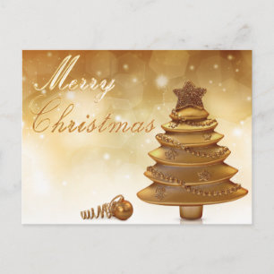 Elegante Gold Weihnachts-Tree Feiertagspostkarte