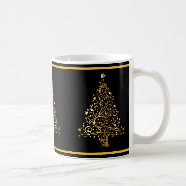Elegante Gold Weihnachtsbaumen Kaffeetasse (Rechts)