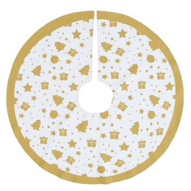 Elegante Gold Weihnachtsbaumgeschenke Polyester Weihnachtsbaumdecke (Vorderseite)