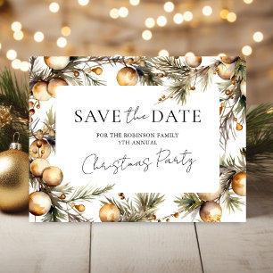 Elegante Gold-Weihnachtsfeier-Save-the-Date-Postka Feiertagspostkarte
