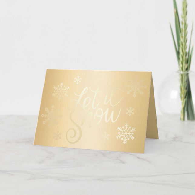 Elegante Gold Weihnachtsgeschenk Schneeflocken Karte (Vorderseite)