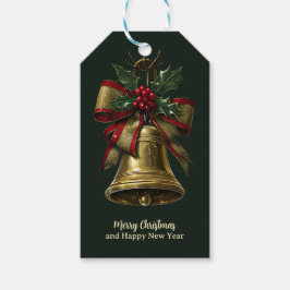 Elegante Gold Weihnachtsglocke mit festlicher Bow Geschenkanhänger