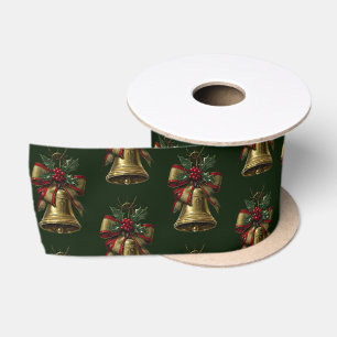 Elegante Gold Weihnachtsglocke mit festlicher Bow Satinband