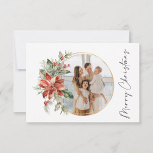 Elegante Gold Weihnachtskranz Foto-Karten Dankeskarte