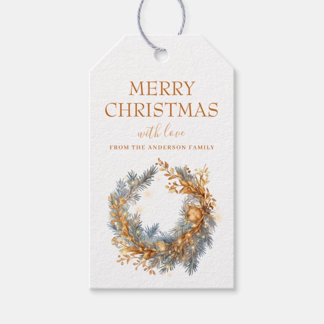 Elegante Gold Weihnachtsmann Custom Geschenkanhänger (Vorderseite)