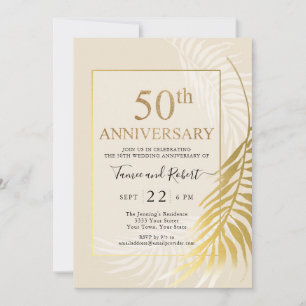 Elegante Gold Weiße 50. Hochzeits-Einladung Einladung