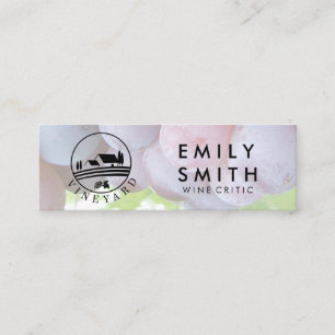 Elegante Gold Weißer Wein Flasche   Trauben Mini Visitenkarte