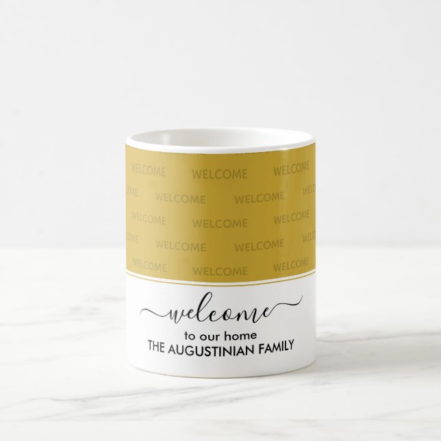 Elegante Gold WELCOME FÜR UNSEREN ZUHAUSE Gast Kaffeetasse (Mittel)