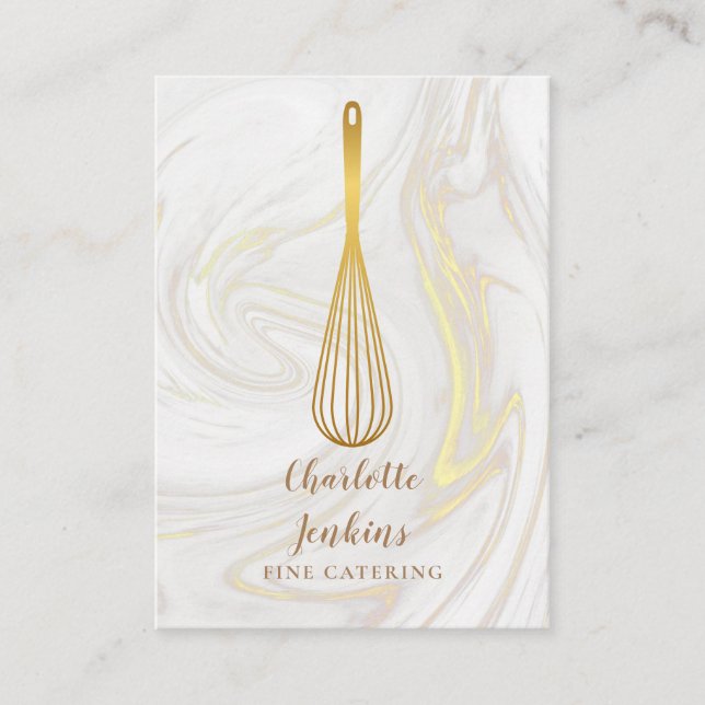 Elegante Gold Whisk Catering Wirbel Visitenkarte (Vorderseite)