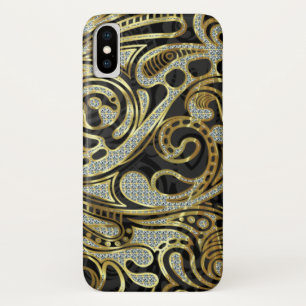 Elegante Gold & White Diamonds Abstrakte Wirbel Case-Mate iPhone Hülle