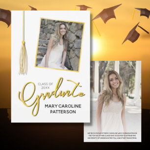 Elegante Gold White Foto Abschluss Annoucement