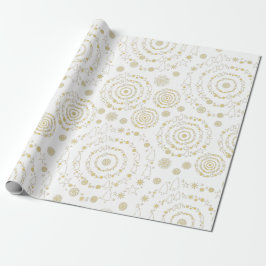Elegante Gold White Handrawn Weihnachtsmuster Geschenkpapier