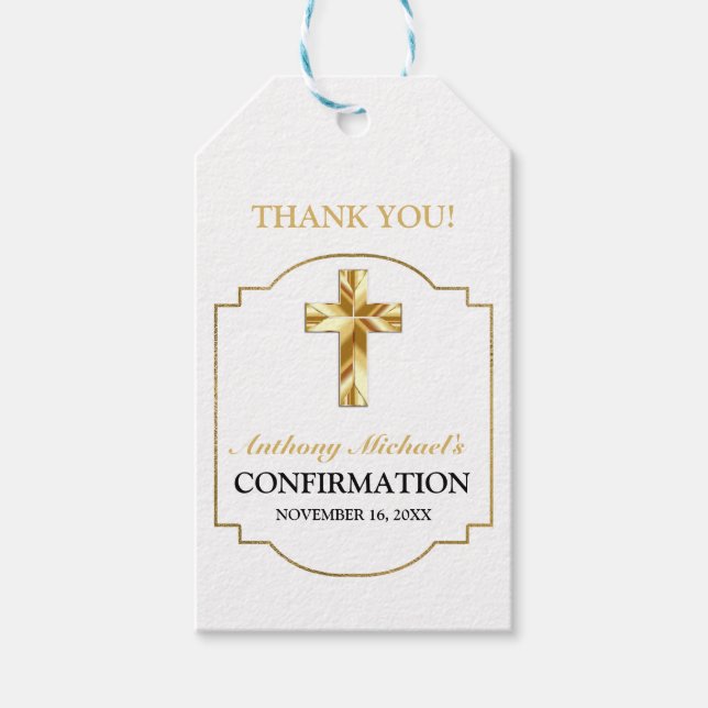 Elegante Gold White Katholic Confirmation Geschenkanhänger (Vorderseite)