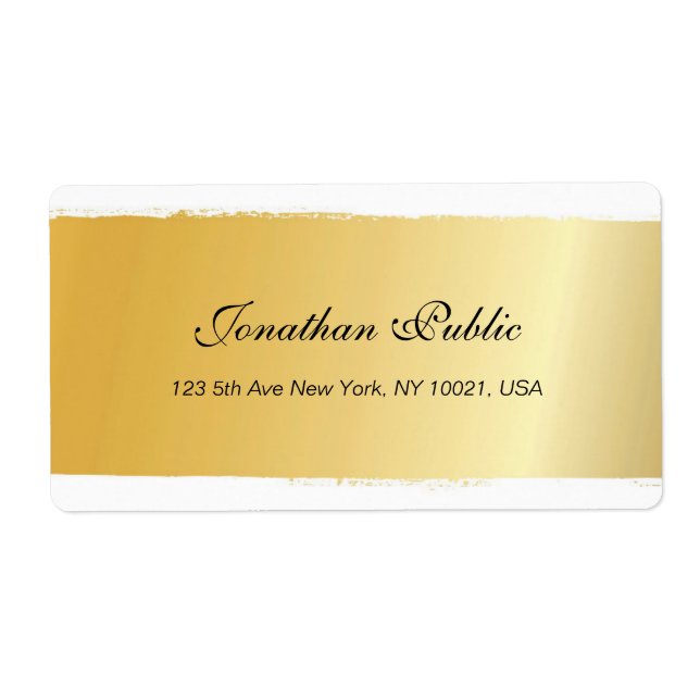 Elegante Gold White Script Beruflich Shipping (Vorne)