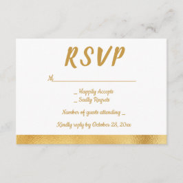 Elegante Gold & White UAWG Glam Wedding Party RSVP Karte