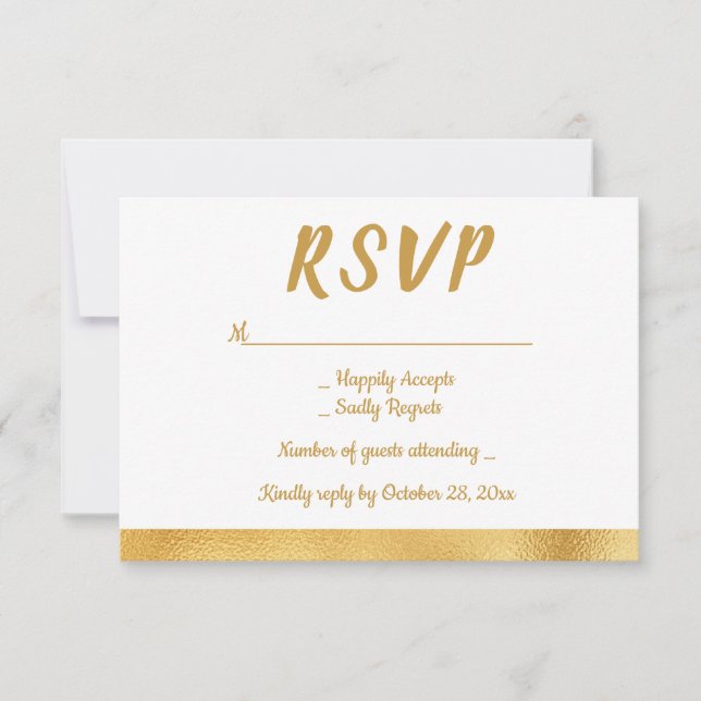 Elegante Gold & White UAWG Glam Wedding Party RSVP Karte (Vorderseite)