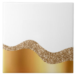 Elegante Gold White Wave Fliese