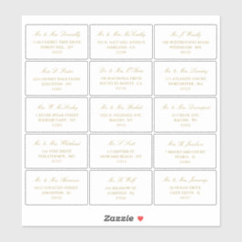 Elegante Gold & White Wedding individuelle Adresse Aufkleber