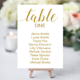 Elegante Gold White Wedding Seating Chart Cards Tischnummer